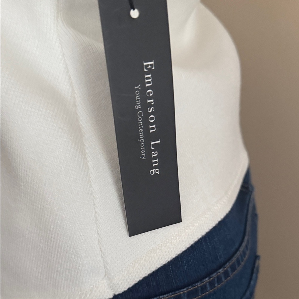 Emerson Lang Elegant White Sleeveless Button-Down Sweater Vest NWT - Picture 4 of 8